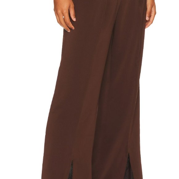 Chocolate Satin Pants with Slits - Picture 3 of 3